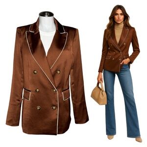 $798 VERONICA BEARD Roche Dickey Blazer Cooper Twill Satin Sz 6